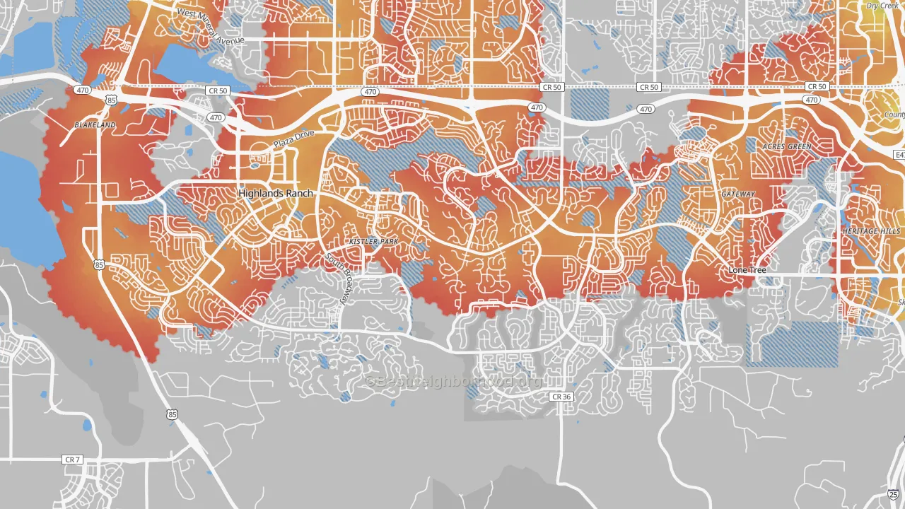 Transit Grade map of Highlands Ranch, CO