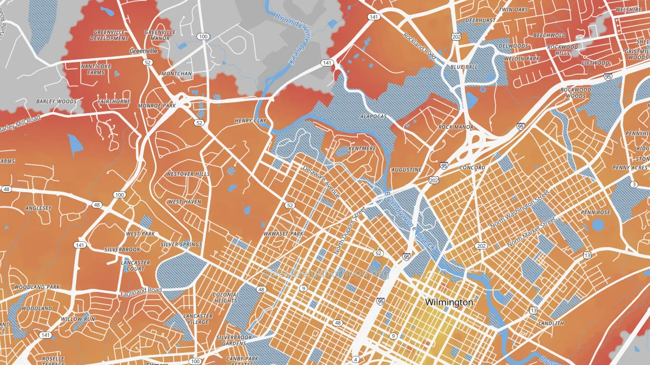 Transit Grade map of Highlands, Wilmington, DE