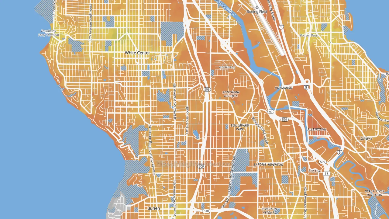 Transit Grade map of Highline, Seattle, WA