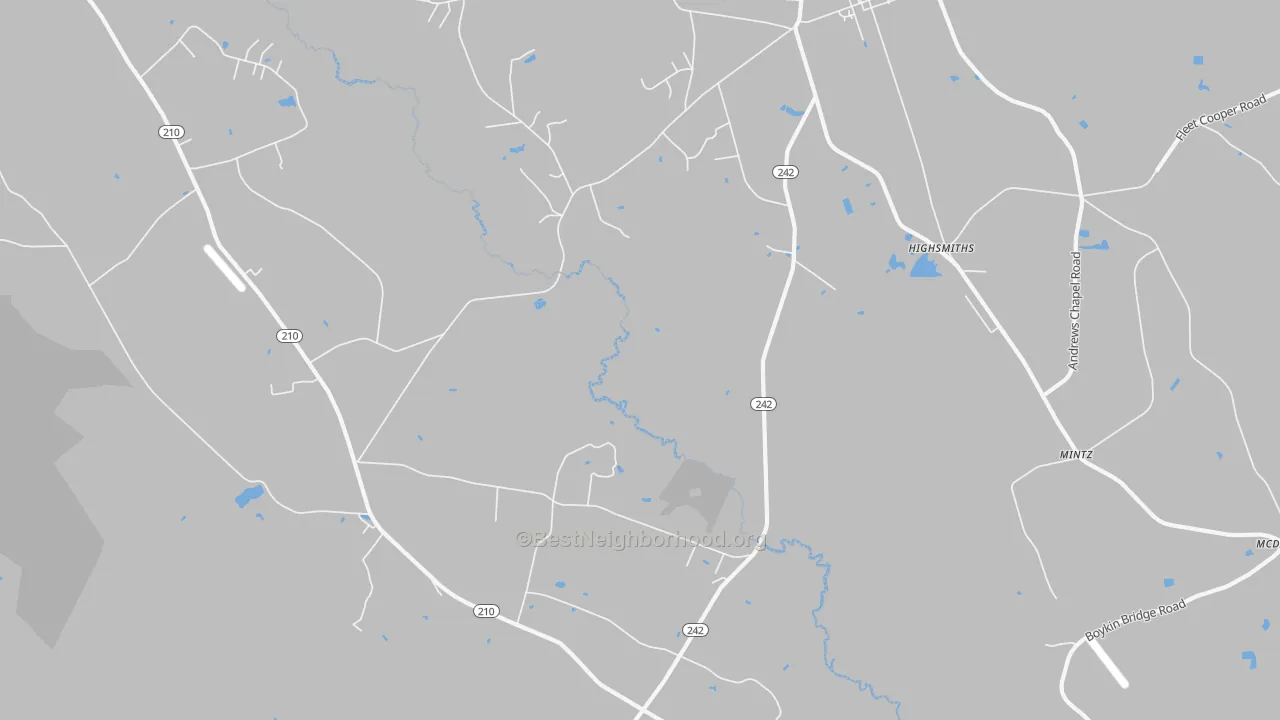 Transit Grade map of Highsmiths, NC