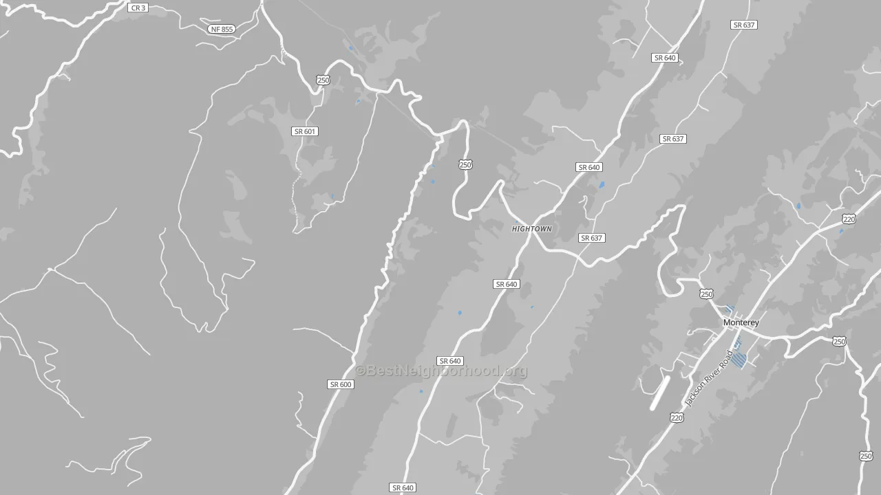 Transit Grade map of Hightown, VA