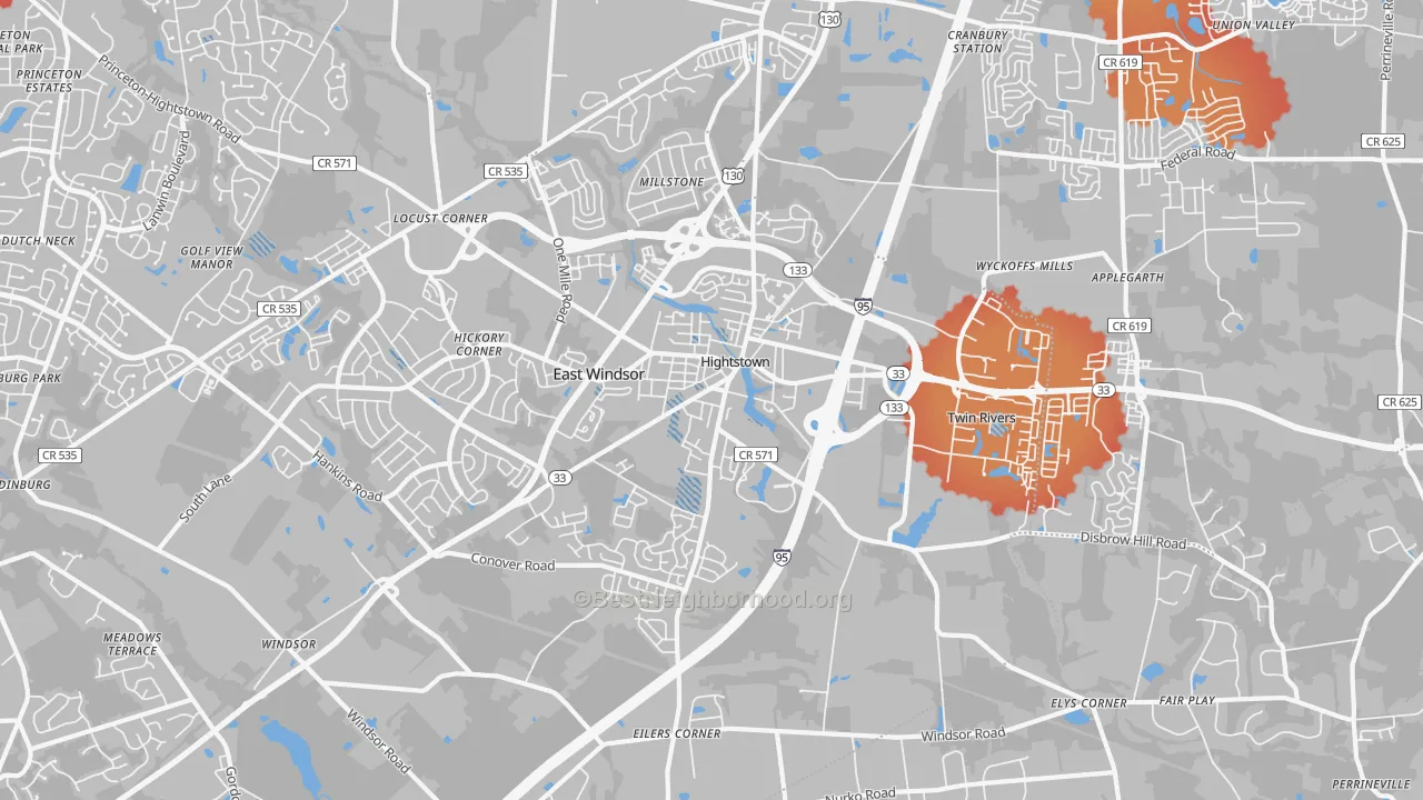 Transit Grade map of Hightstown, NJ