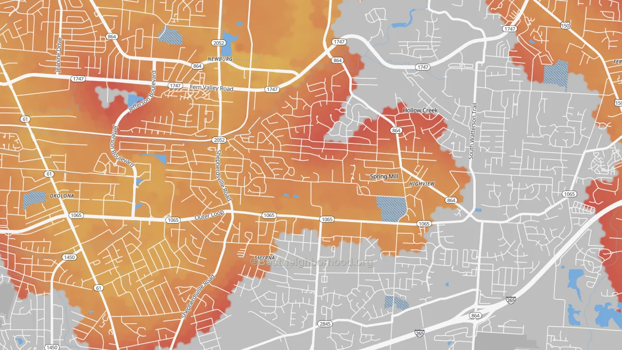 Transit Grade map of Highview, Louisville, KY