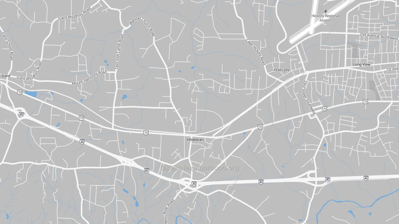 Transit Grade map of Hildebran, NC
