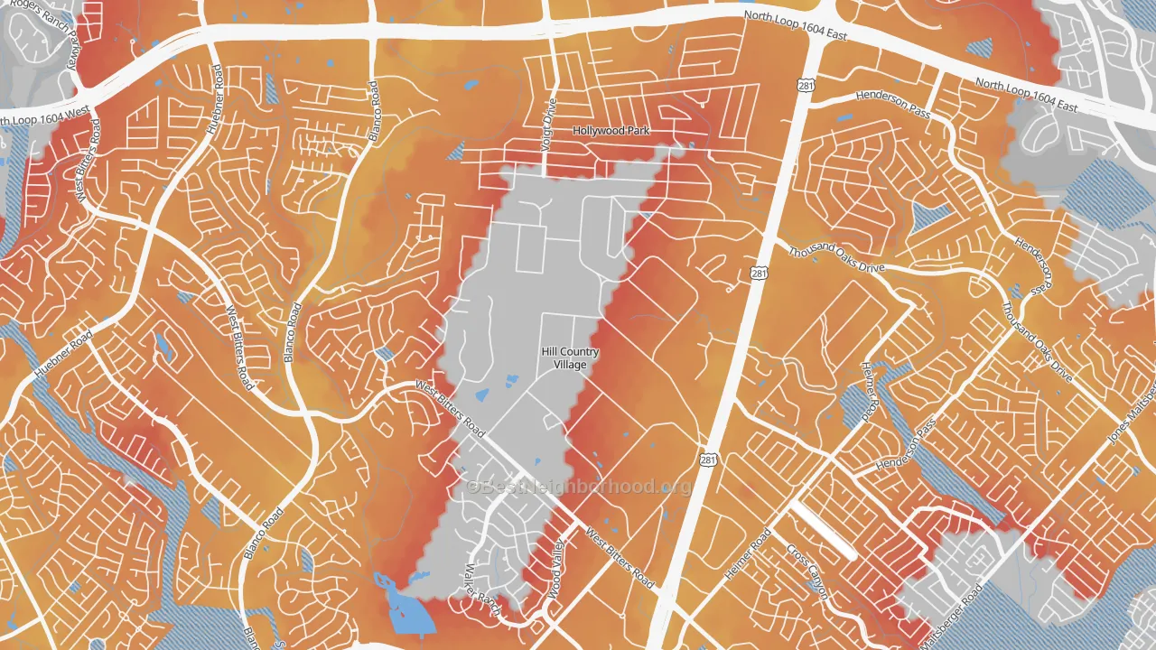 Transit Grade map of Hill Country Village, TX