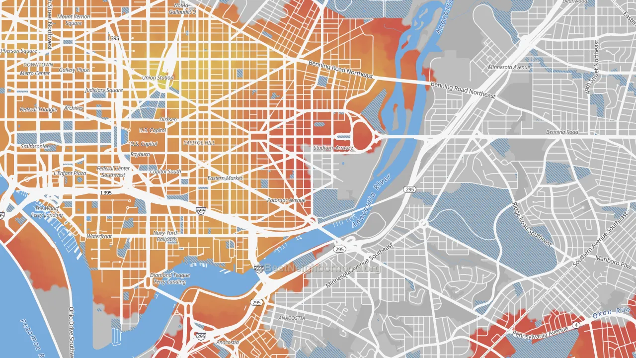 Transit Grade map of Hill East, Washington, DC