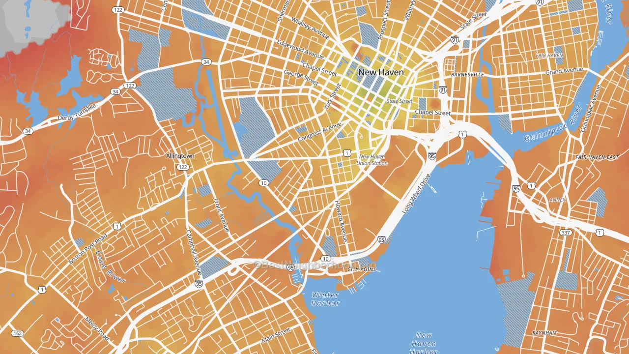 Transit Grade map of Hill, New Haven, CT
