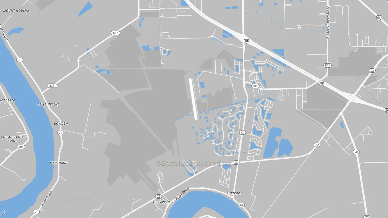 Transit Grade map of Hillaryville, LA