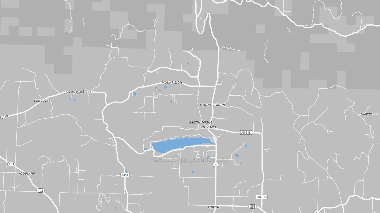 Transit Grade map of Hillcrest, AR