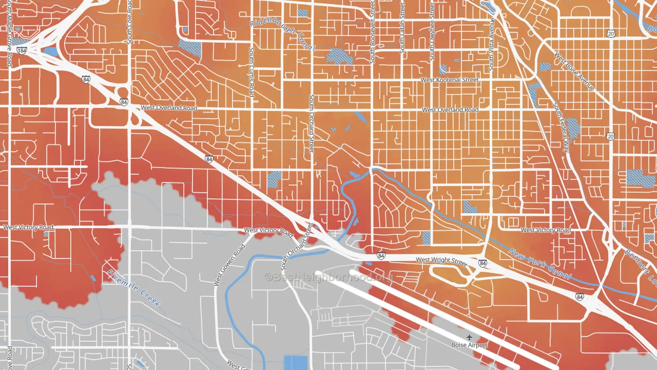 Transit Grade map of Hillcrest, Boise, ID