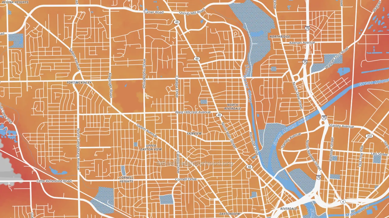 Transit Grade map of Hillcrest, Dayton, OH