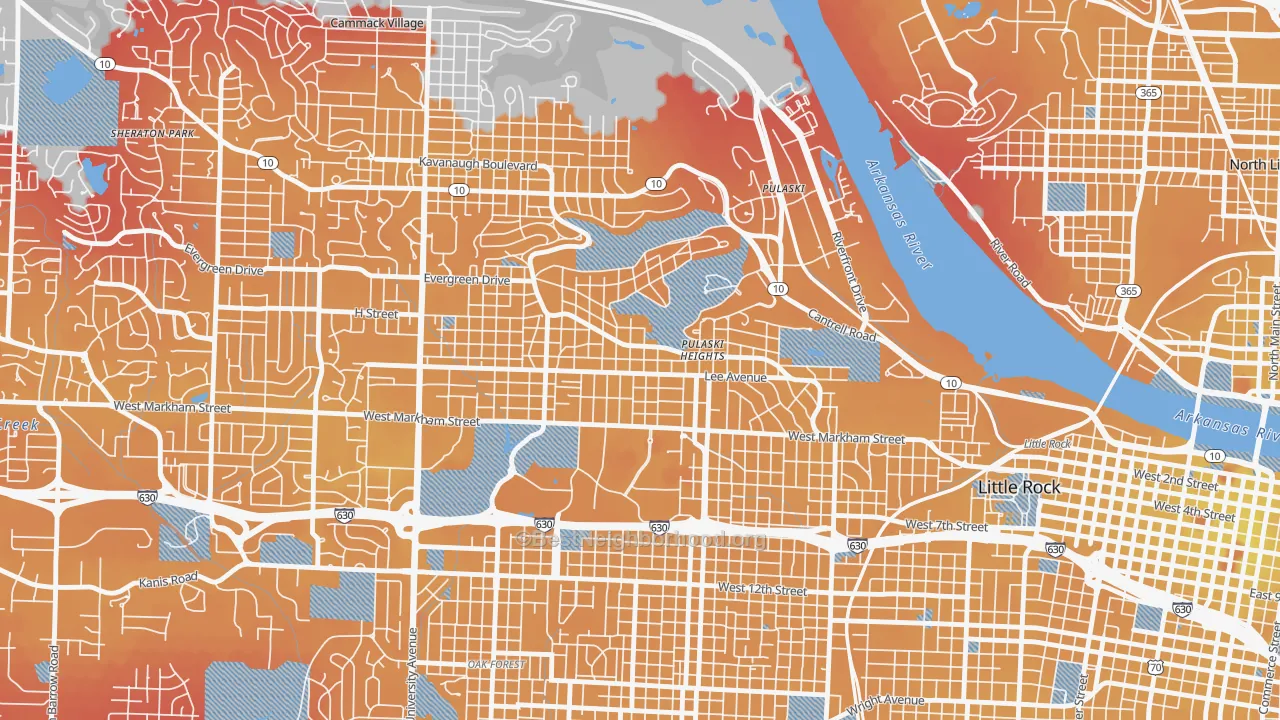 Transit Grade map of Hillcrest, Little Rock, AR