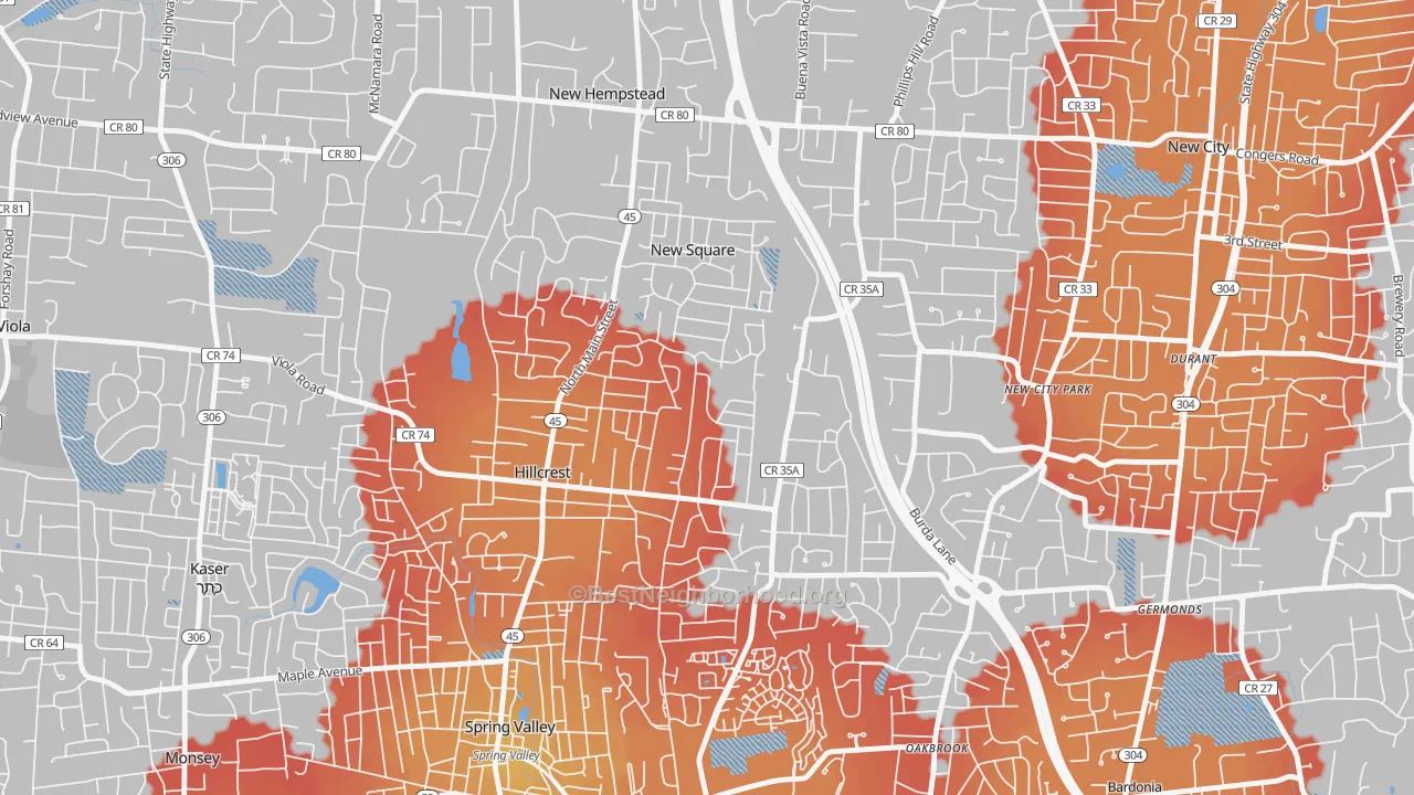 Transit Grade map of Hillcrest, Spring Valley, NY