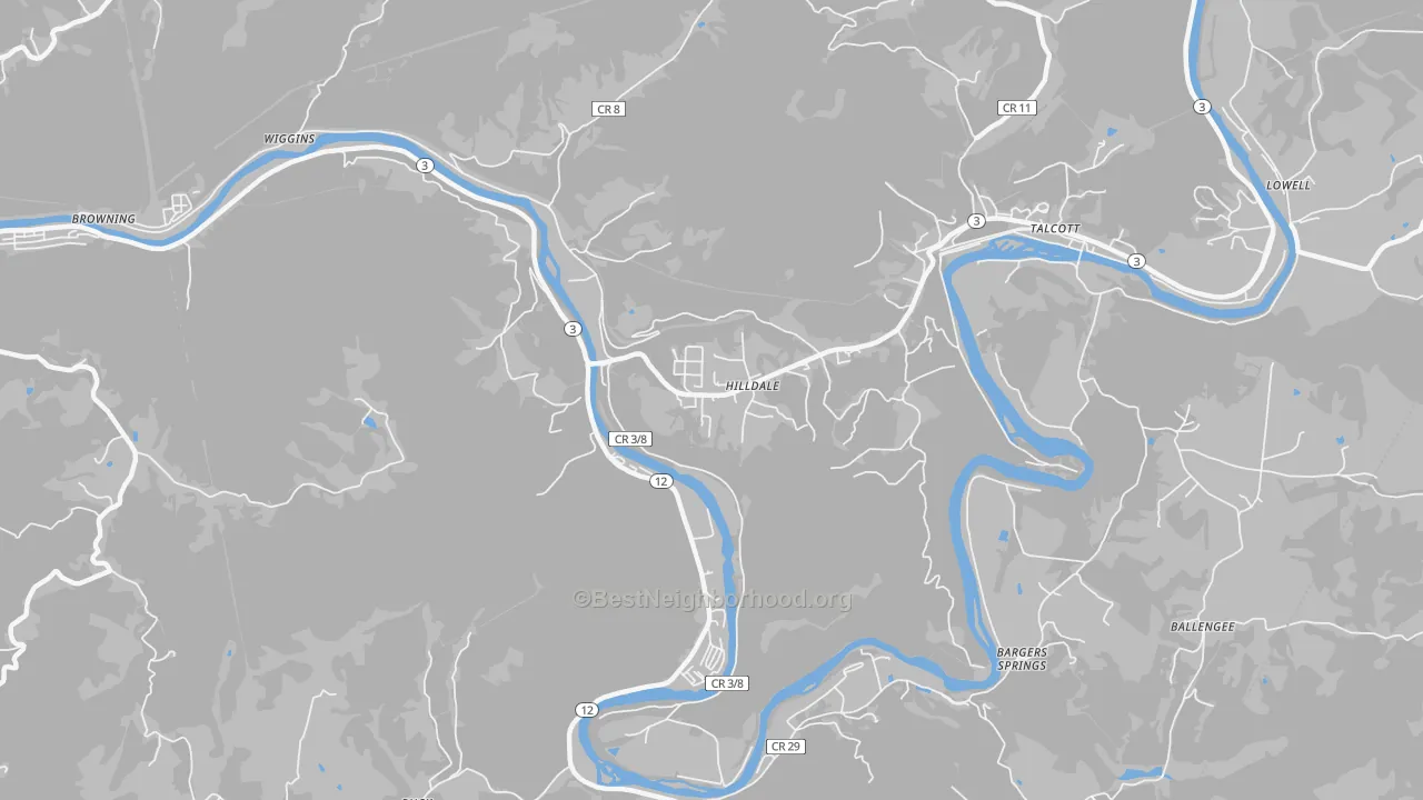 Transit Grade map of Hilldale, WV
