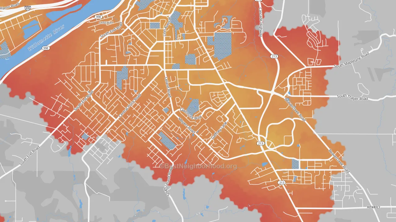 Transit Grade map of Hillendale, Oregon City, OR