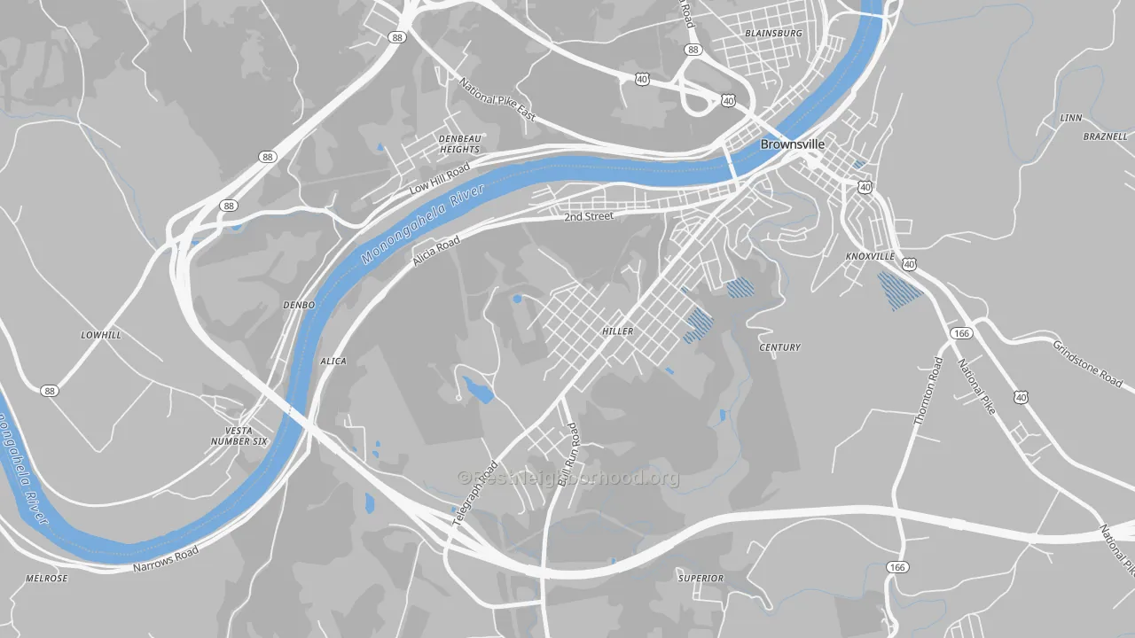 Transit Grade map of Hiller, PA