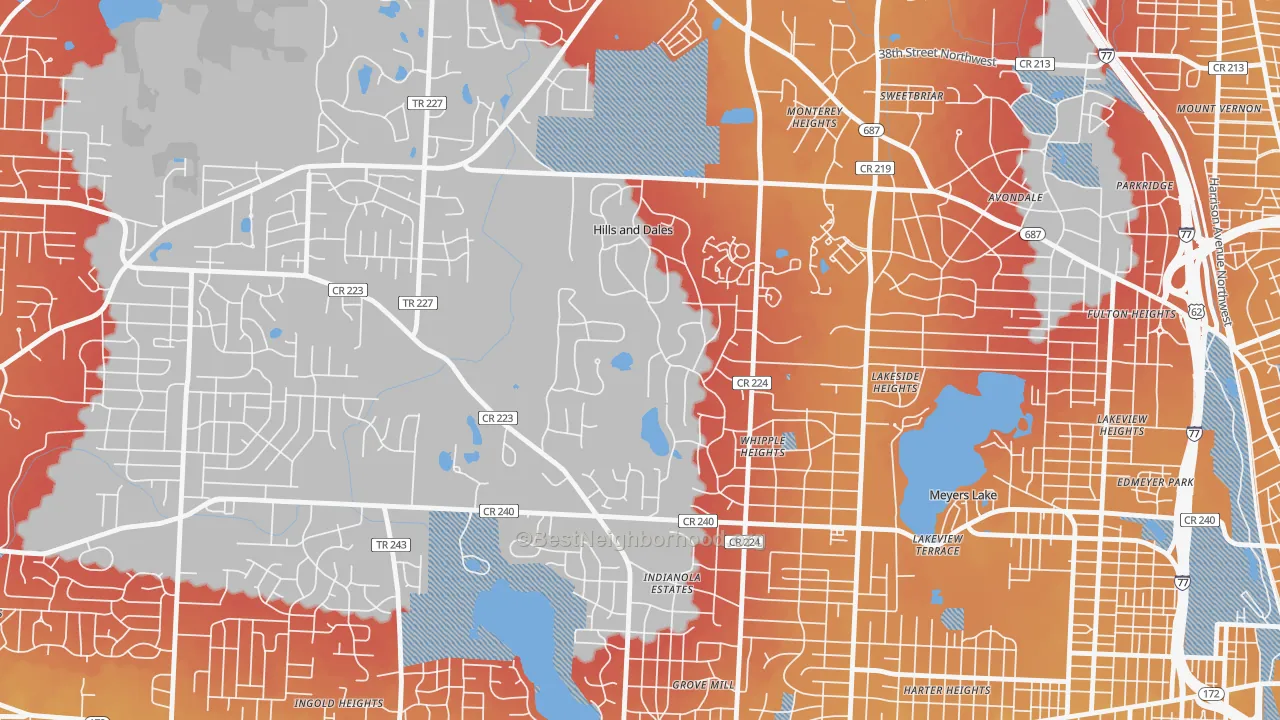 Transit Grade map of Hills and Dales, OH