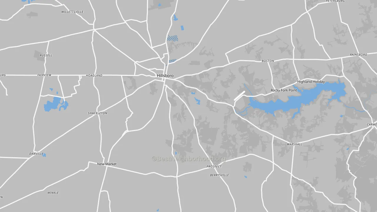 Transit Grade map of Hillsboro, OH