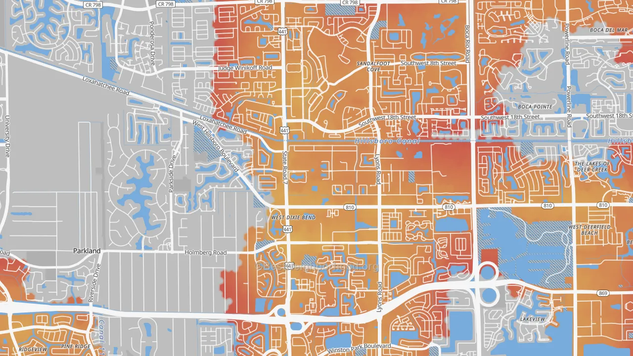 Transit Grade map of Hillsboro Pines, FL