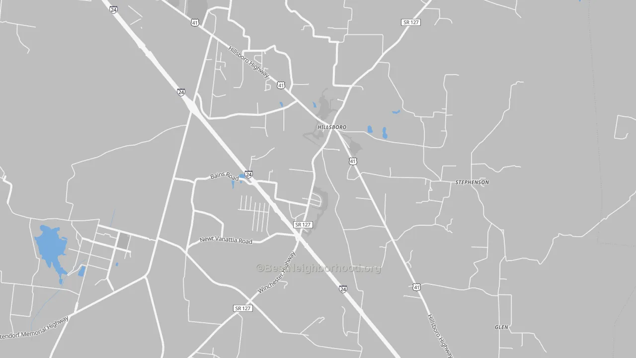 Transit Grade map of Hillsboro, TN