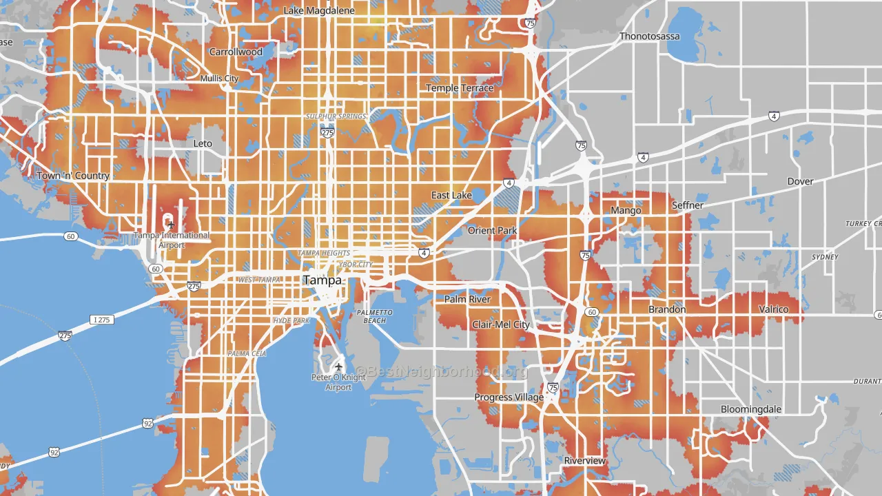 Transit Grade map of Hillsborough County, FL