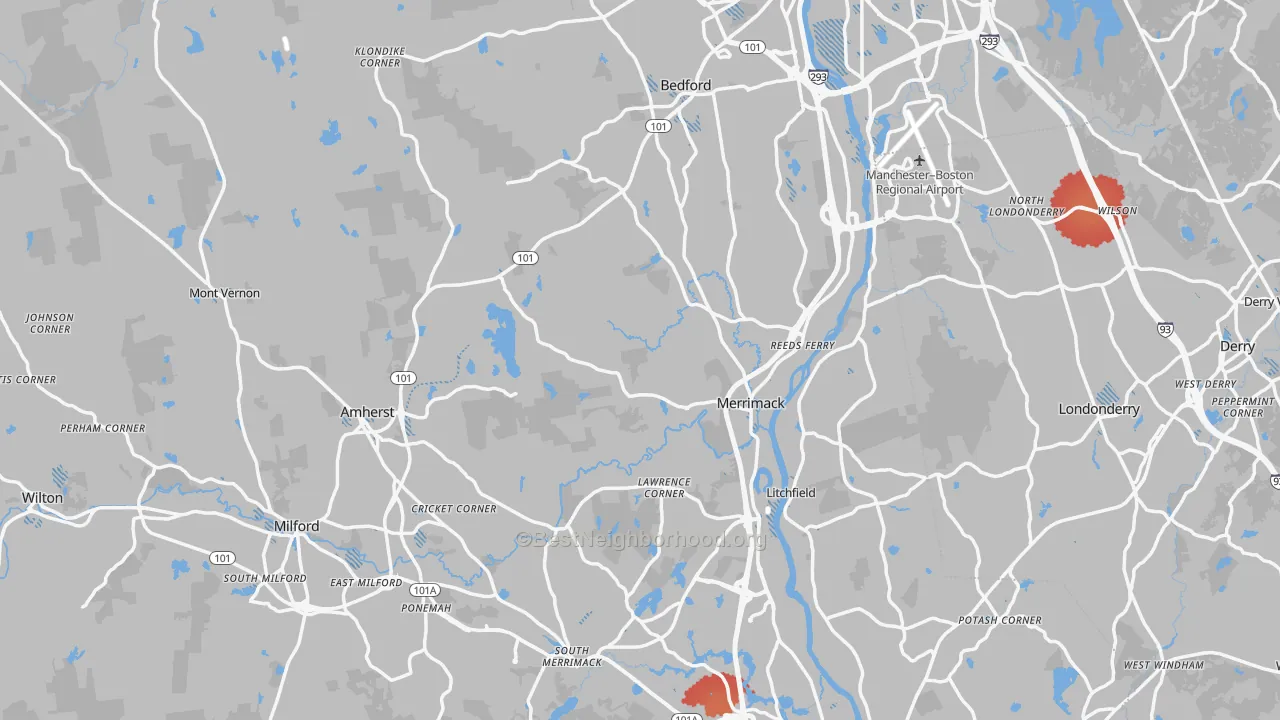 Transit Grade map of Hillsborough County, NH