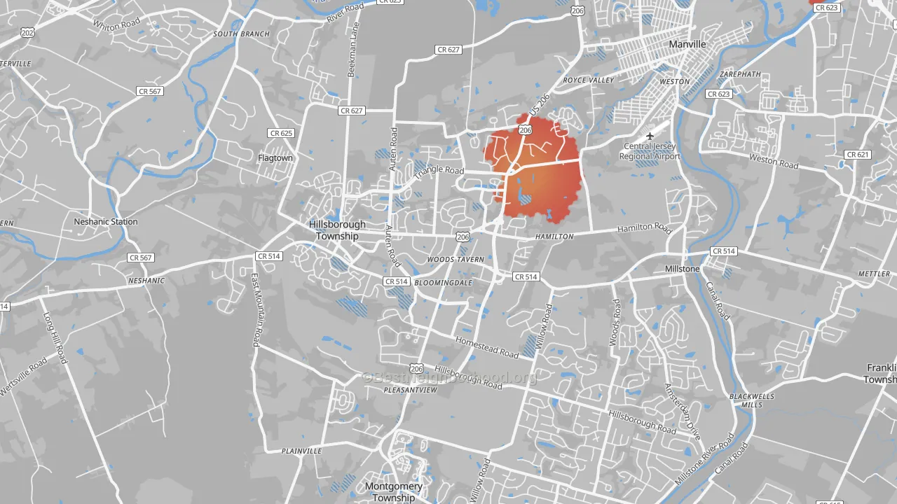 Transit Grade map of Hillsborough, NJ