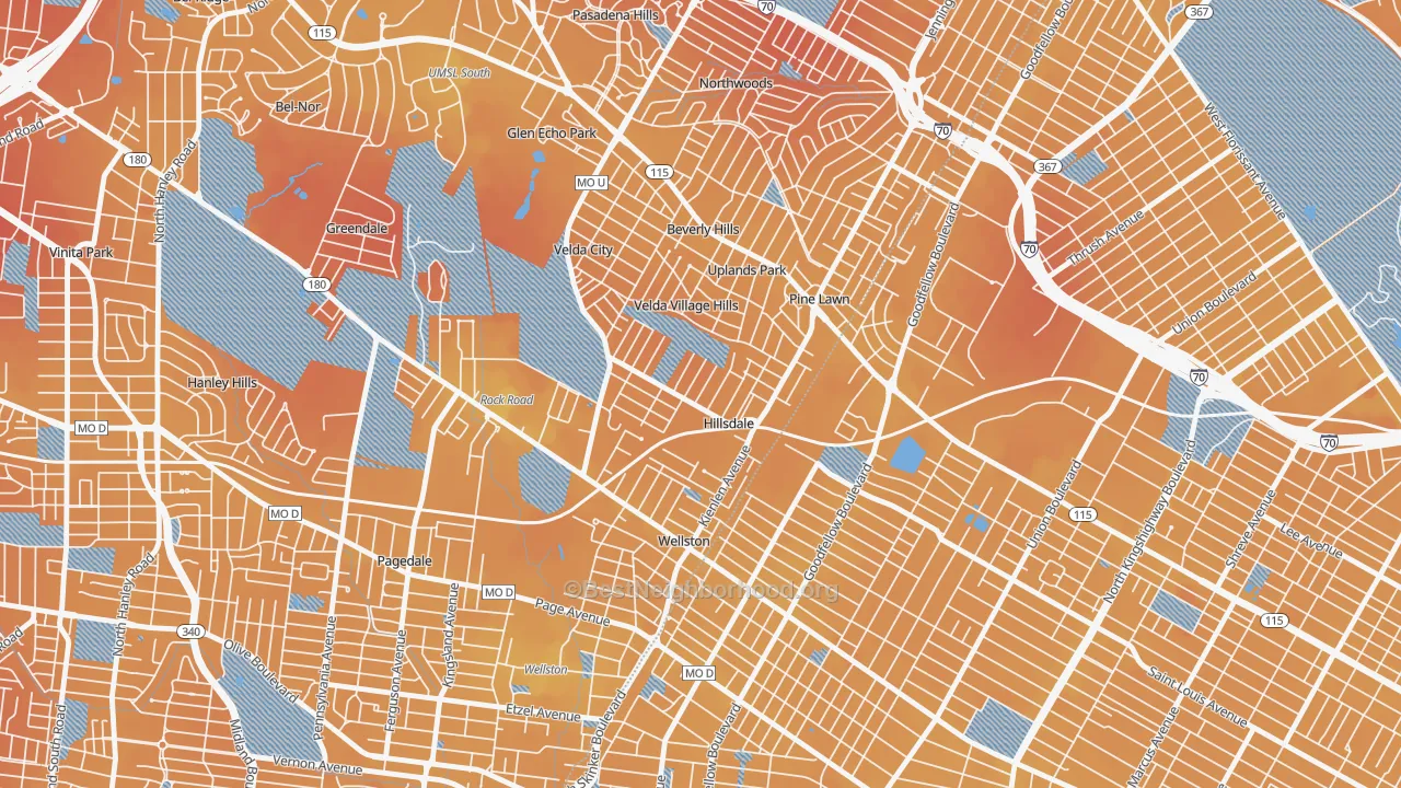 Transit Grade map of Hillsdale, MO