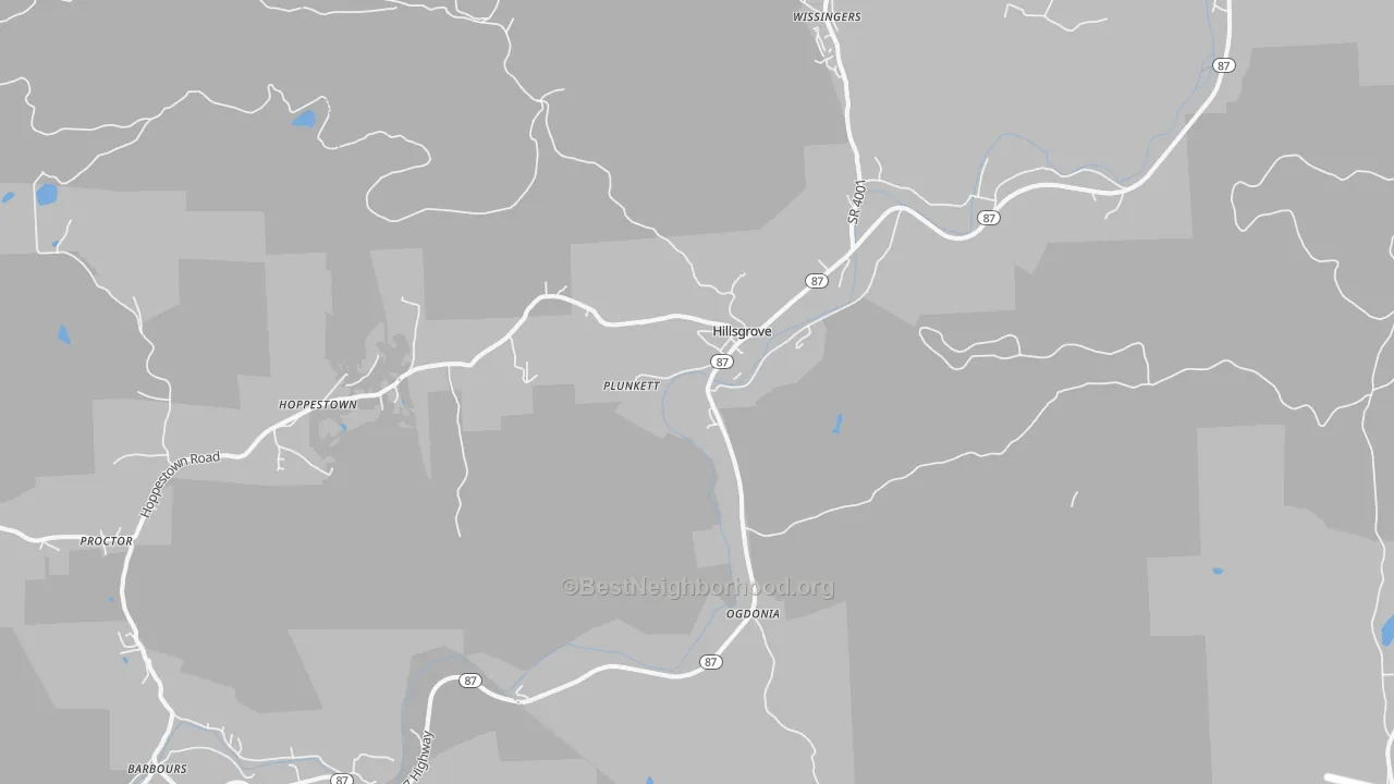 Transit Grade map of Hillsgrove, PA