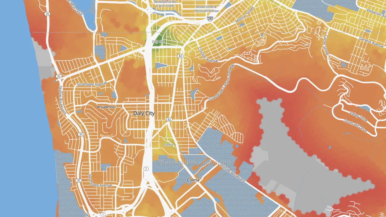 Transit Grade map of Hillside, Daly City, CA