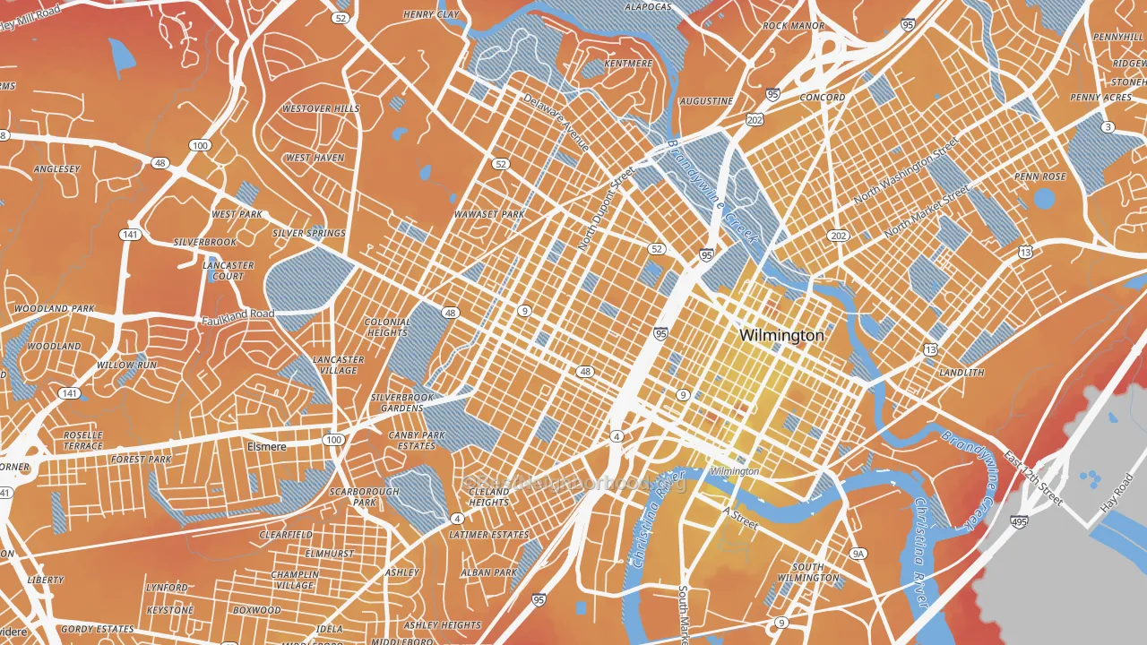 Transit Grade map of Hilltop, Wilmington, DE