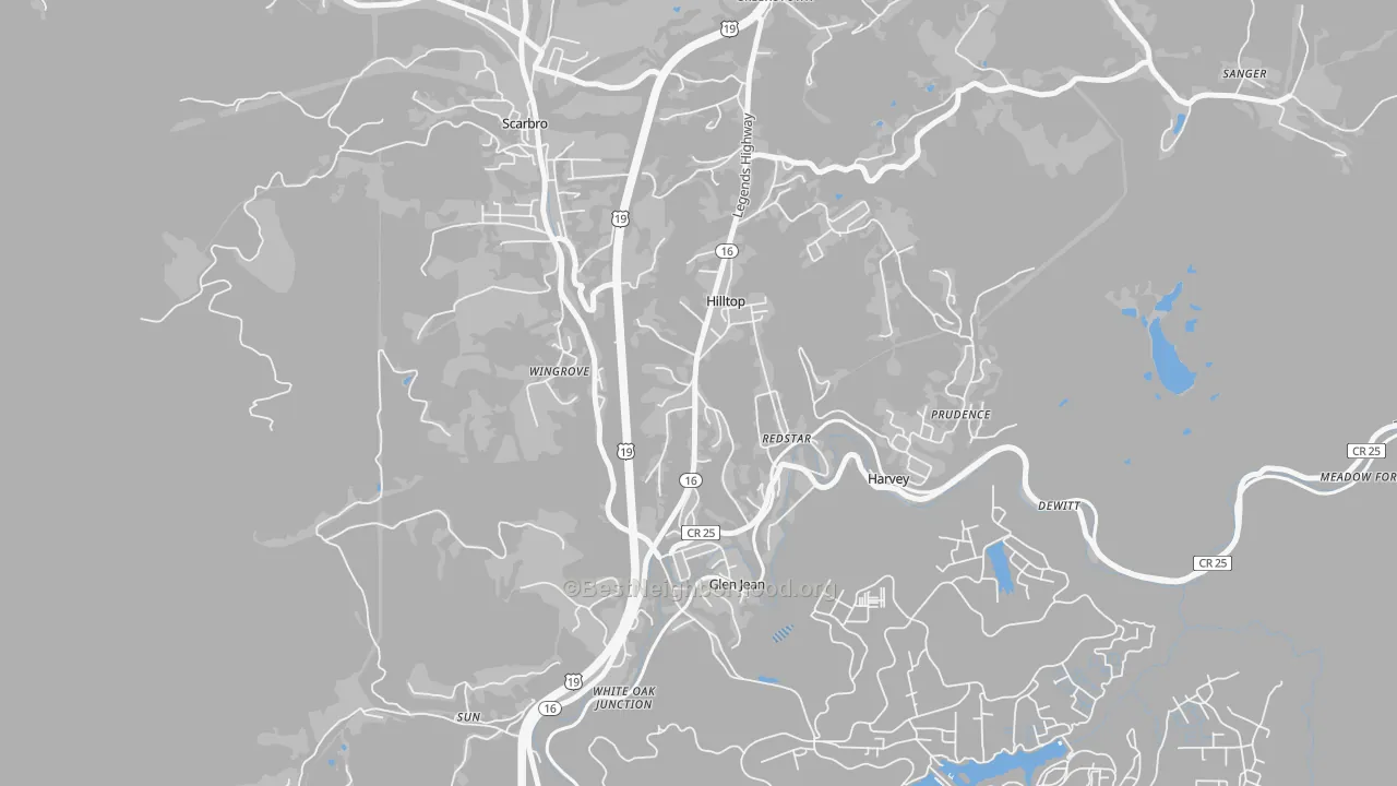 Transit Grade map of Hilltop, WV