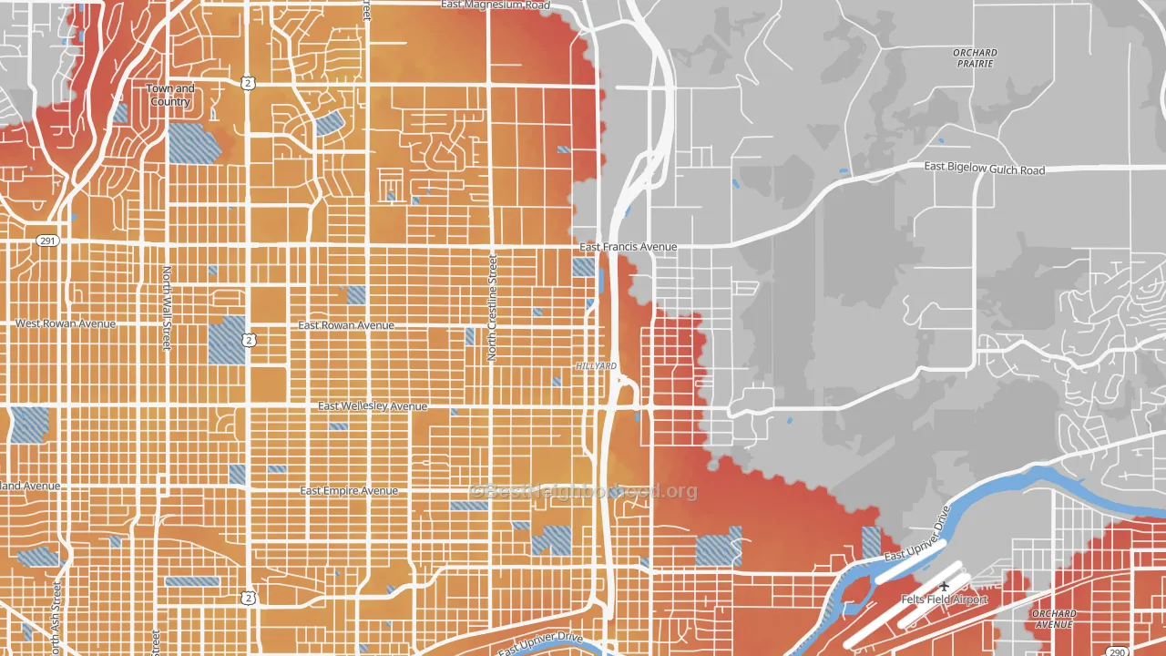Transit Grade map of Hillyard, Spokane, WA
