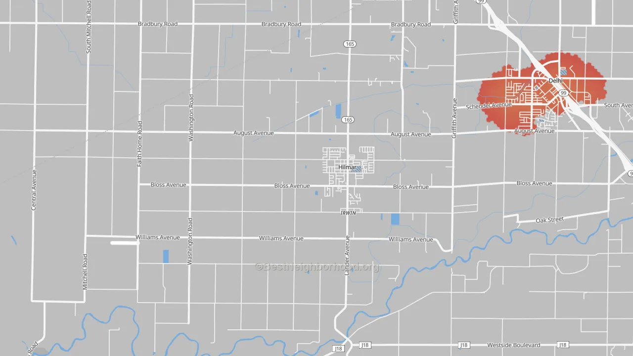 Transit Grade map of Hilmar, CA