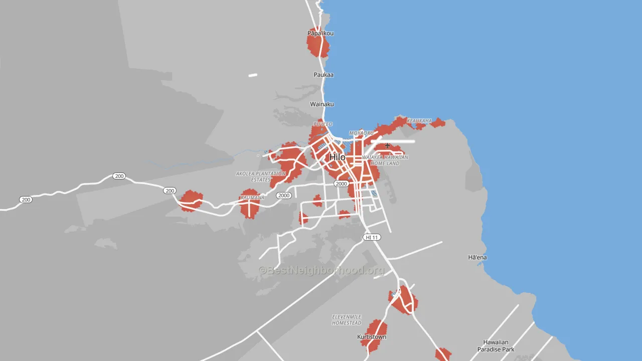 Transit Grade map of Hilo, HI