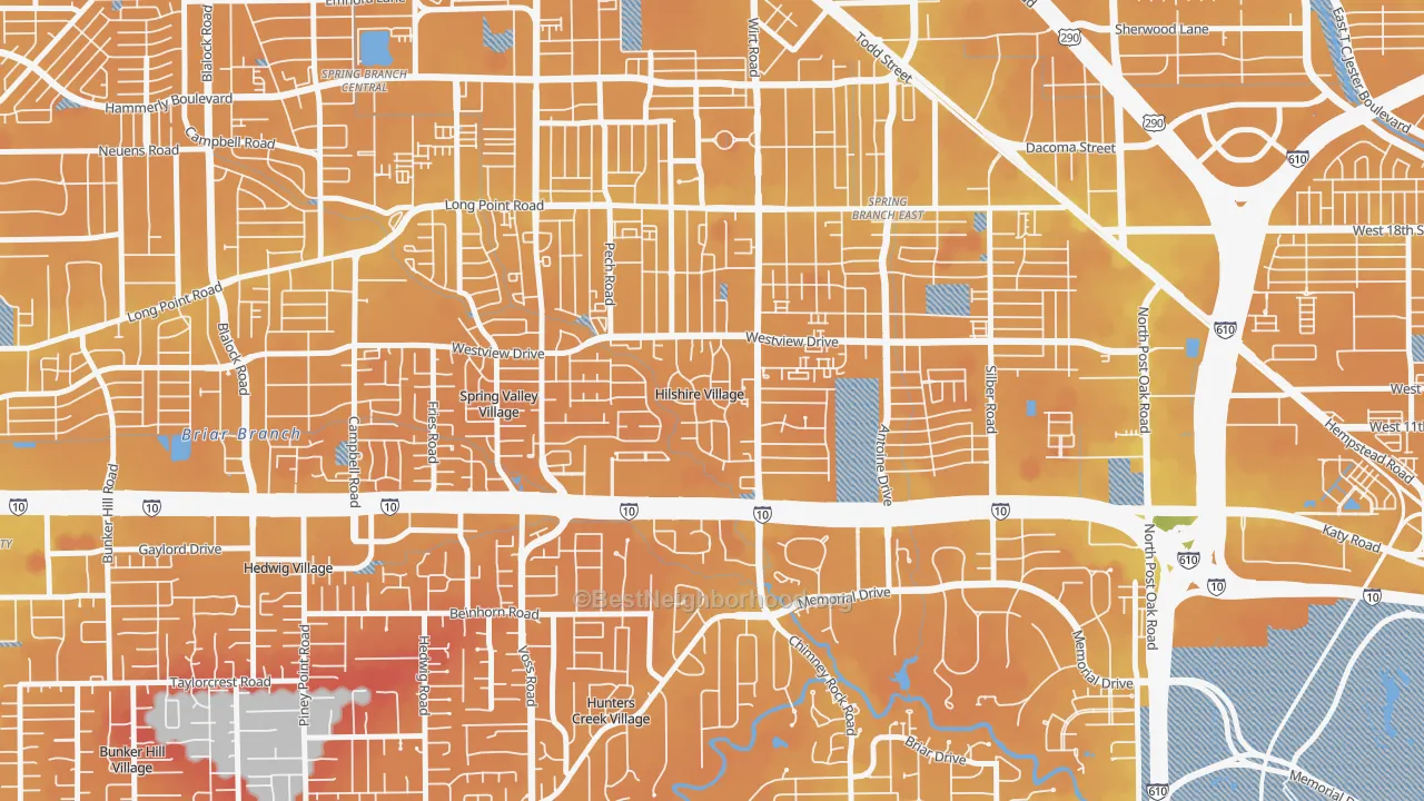 Transit Grade map of Hilshire Village, TX