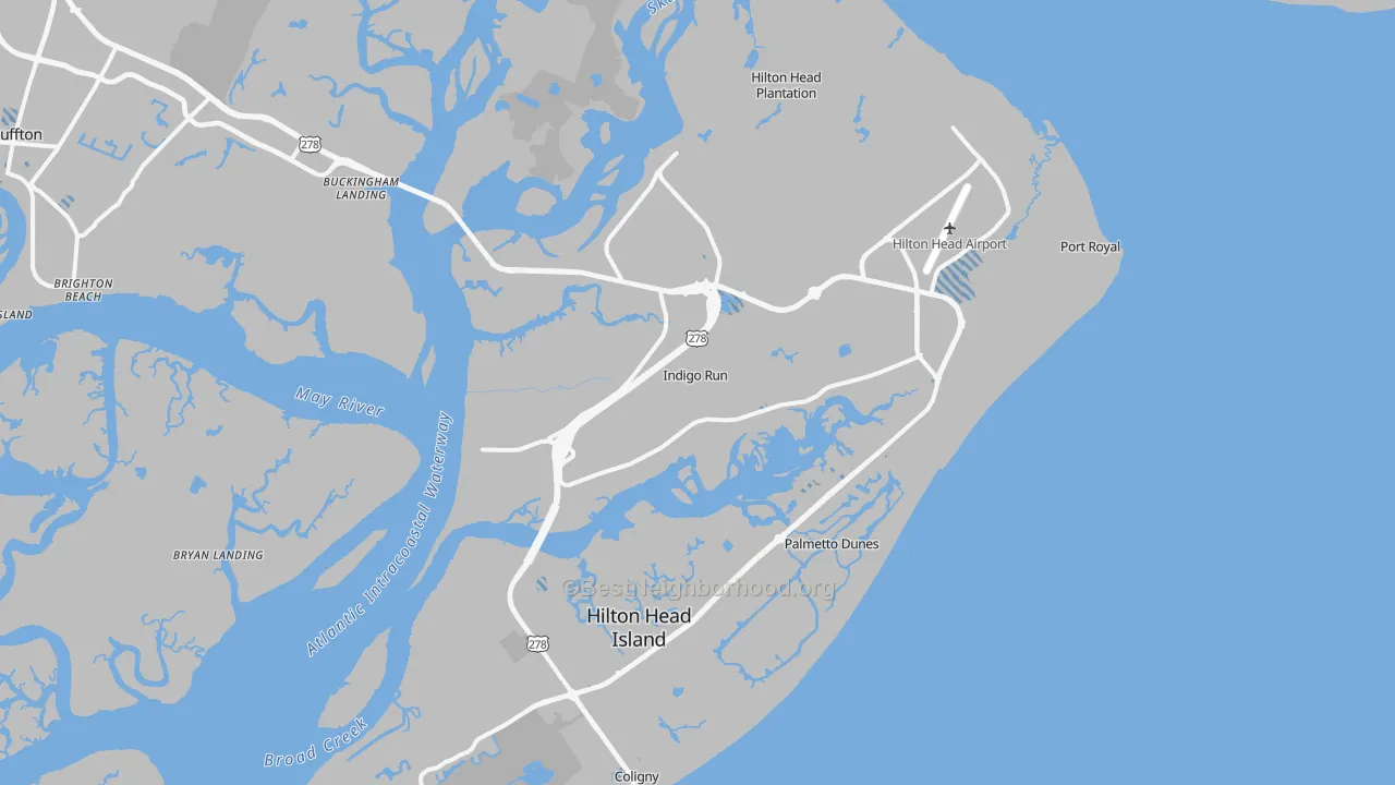 Transit Grade map of Hilton Head Island, SC