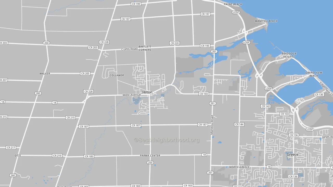 Transit Grade map of Hilton, NY