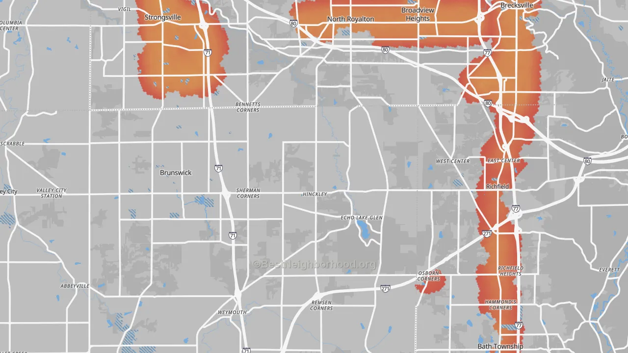 Transit Grade map of Hinckley, OH