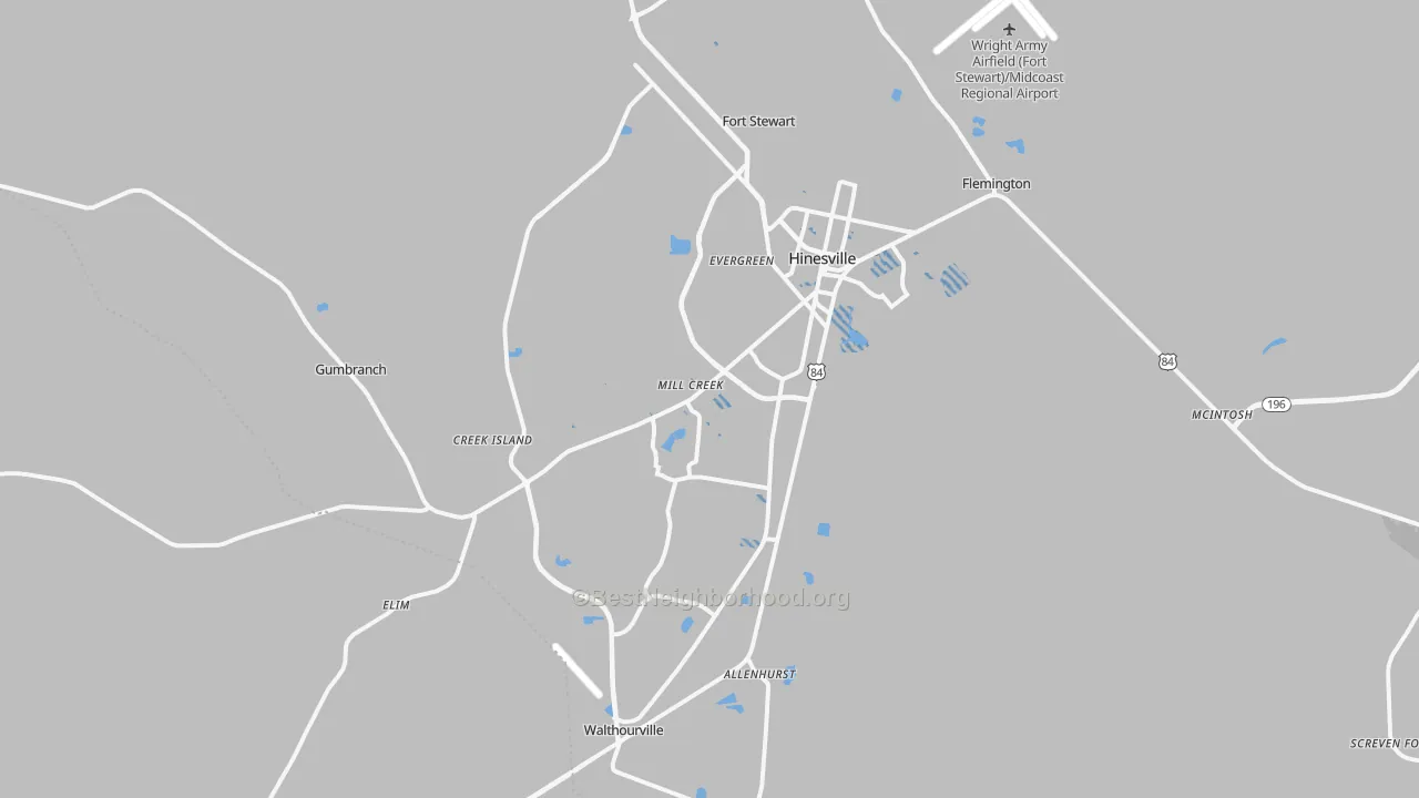 Transit Grade map of Hinesville, GA