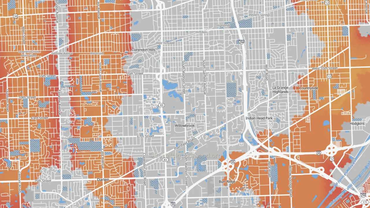 Transit Grade map of Hinsdale, IL