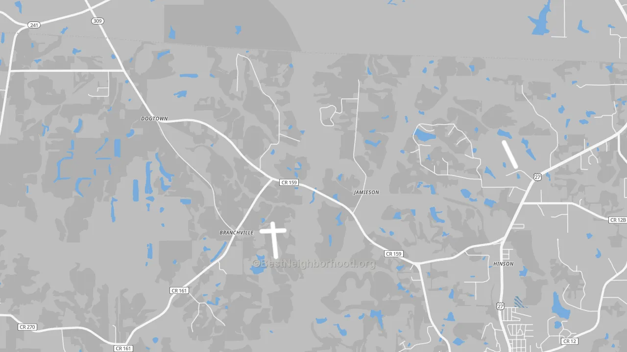 Transit Grade map of Hinson, FL