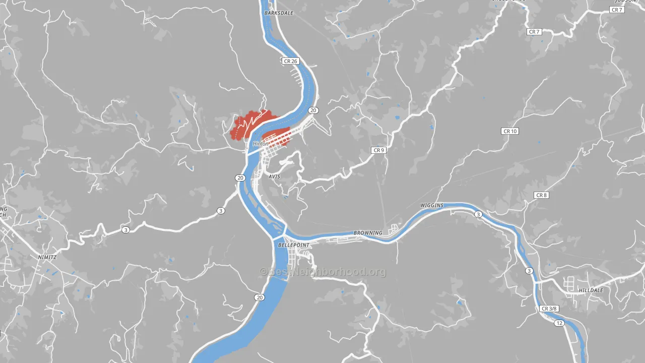 Transit Grade map of Hinton, WV