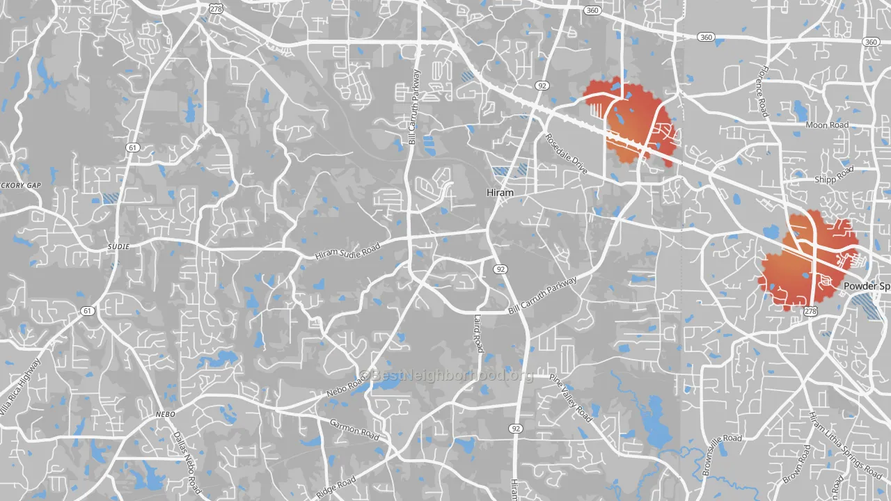 Transit Grade map of Hiram, GA