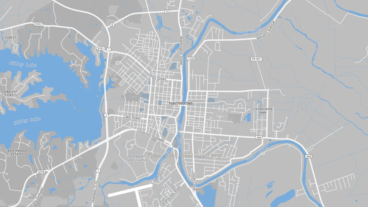 Transit Grade map of Historic District, Natchitoches, LA