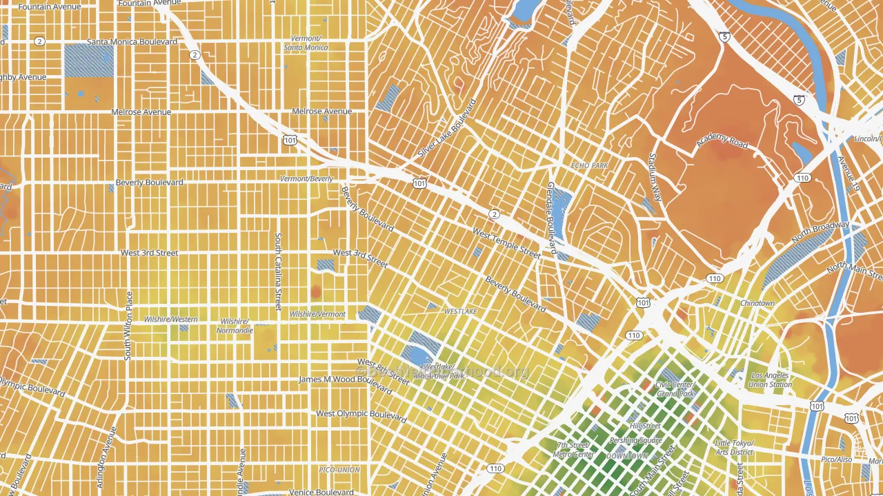 Transit Grade map of Historic Filipinotown, Los Angeles, CA
