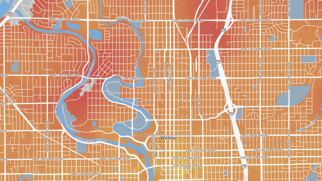 Transit Grade map of Historic Midtown, Wichita, KS