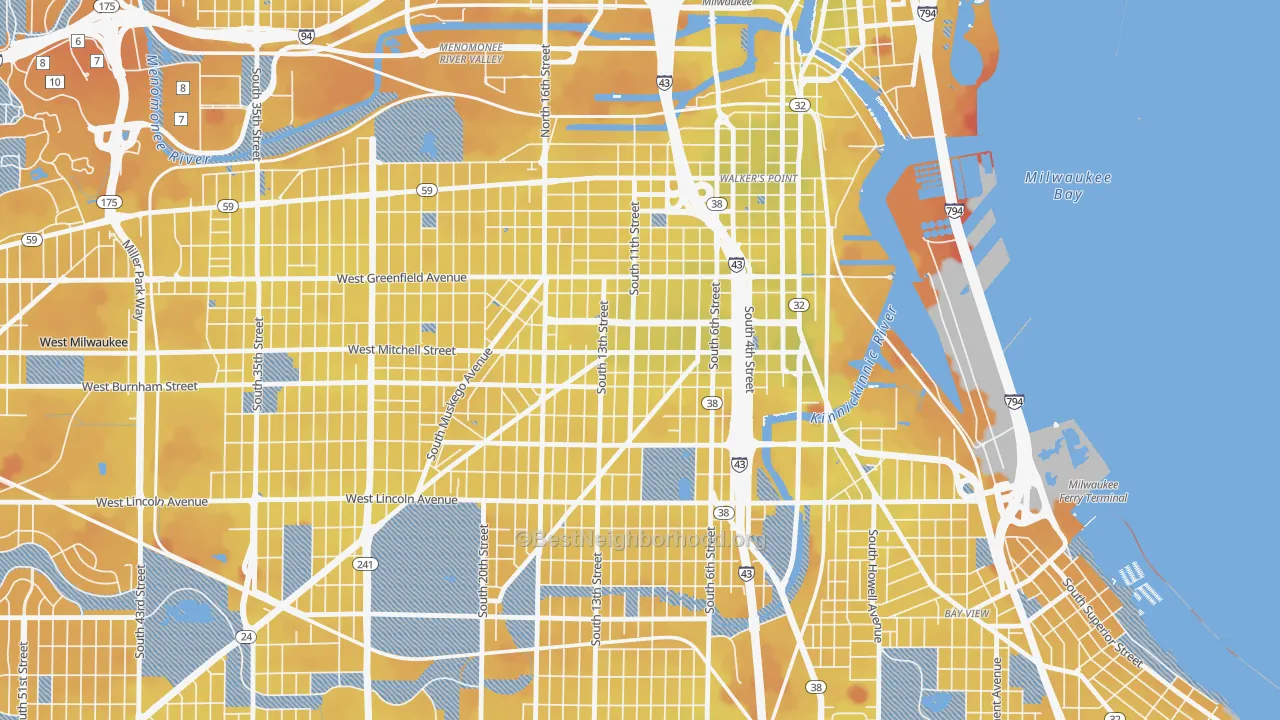 Transit Grade map of Historic Mitchell Street, Milwaukee, WI