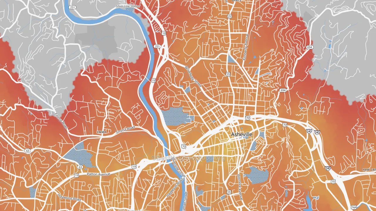 Transit Grade map of Historic Montford, Asheville, NC