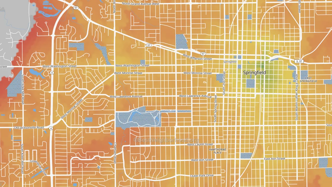 Transit Grade map of Historic West-Side, Springfield, IL